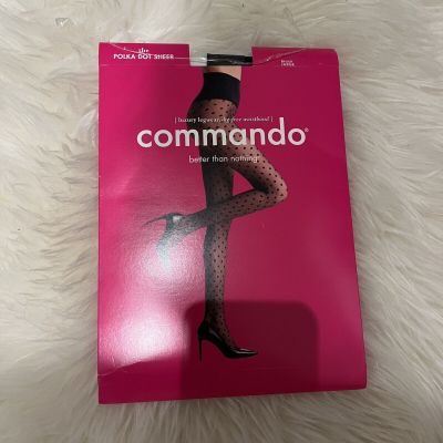 NWT Commando High Waist Black Polka Dot Stockings Size Large